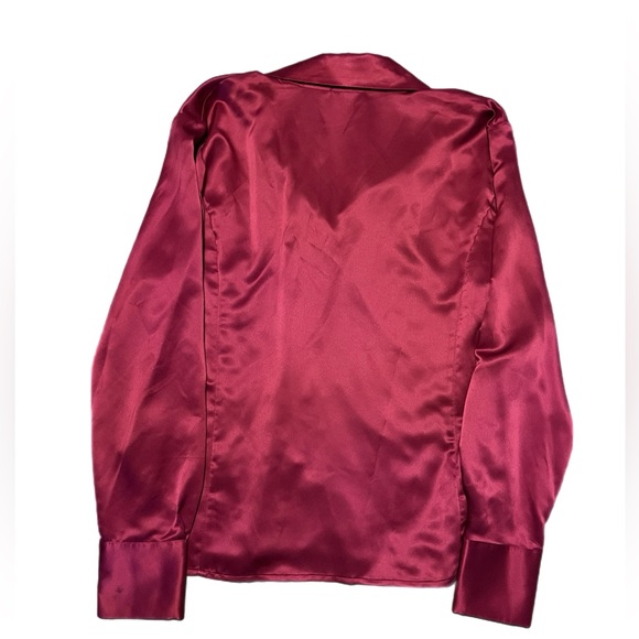East 5th Satin Deep Burgundy Red Blouse - Picture 4 of 6